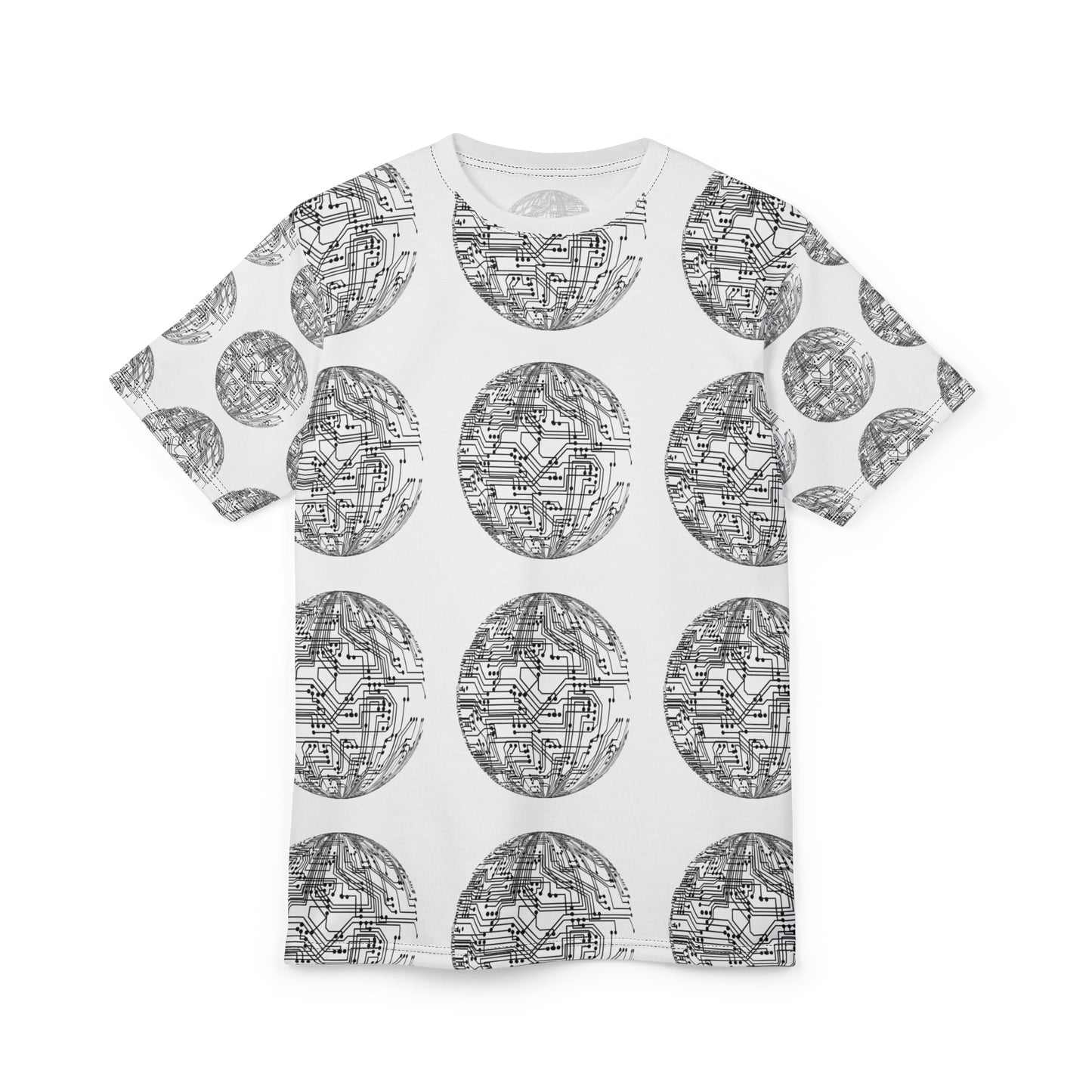 Tech-Inspired Unisex Cut & Sew Tee - Modern Circuit Design