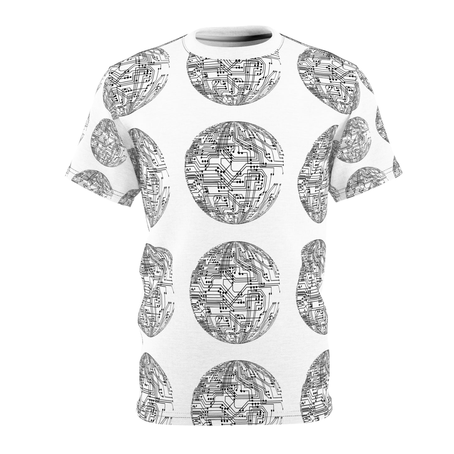 Tech-Inspired Unisex Cut & Sew Tee - Modern Circuit Design