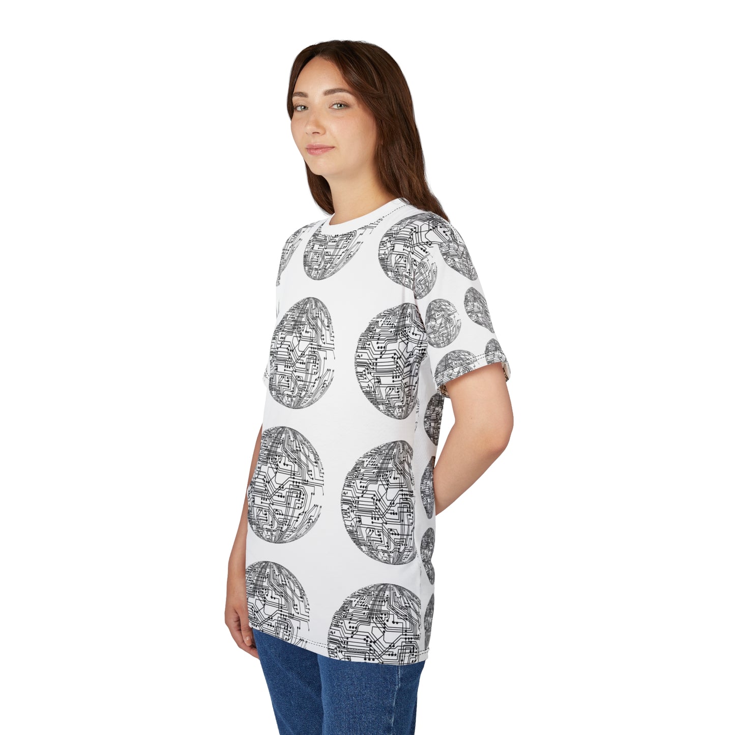 Tech-Inspired Unisex Cut & Sew Tee - Modern Circuit Design