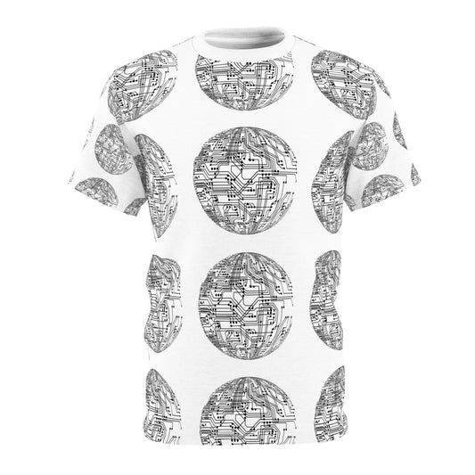 Tech-Inspired Unisex Cut & Sew Tee - Modern Circuit Design
